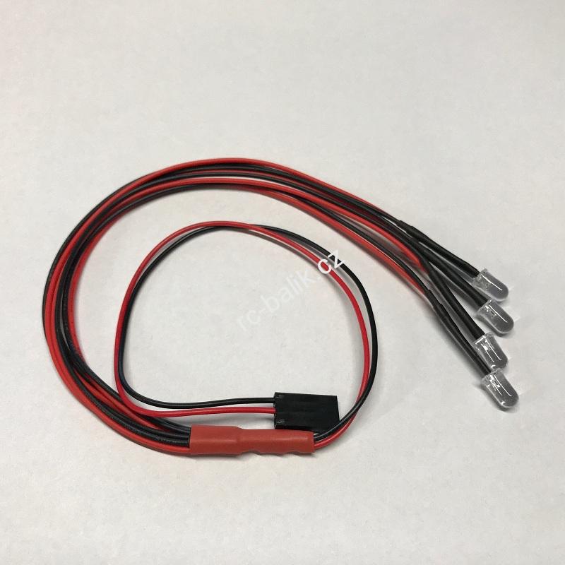 4x bílá 5mm LED dioda s kabeláží 40cm