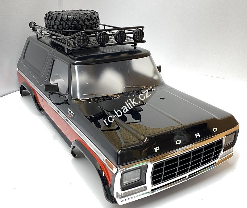 kovová zahrádka TRX-4 Bronco s držákem rezervy + paraboly s LED
