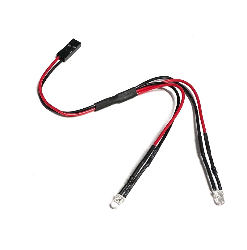 2x bílá 3mm LED dioda s kabeláží 15cm