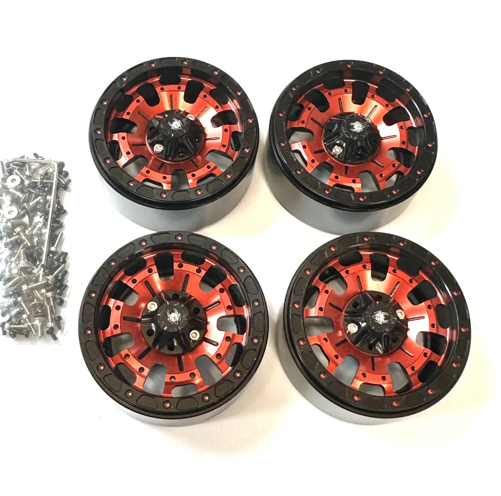 kovové beadlock disky 1.9 4ks červené / černé