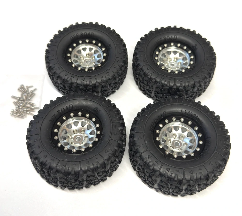 těžké kovové beadlock disky 1.3" + pneu 65x25mm