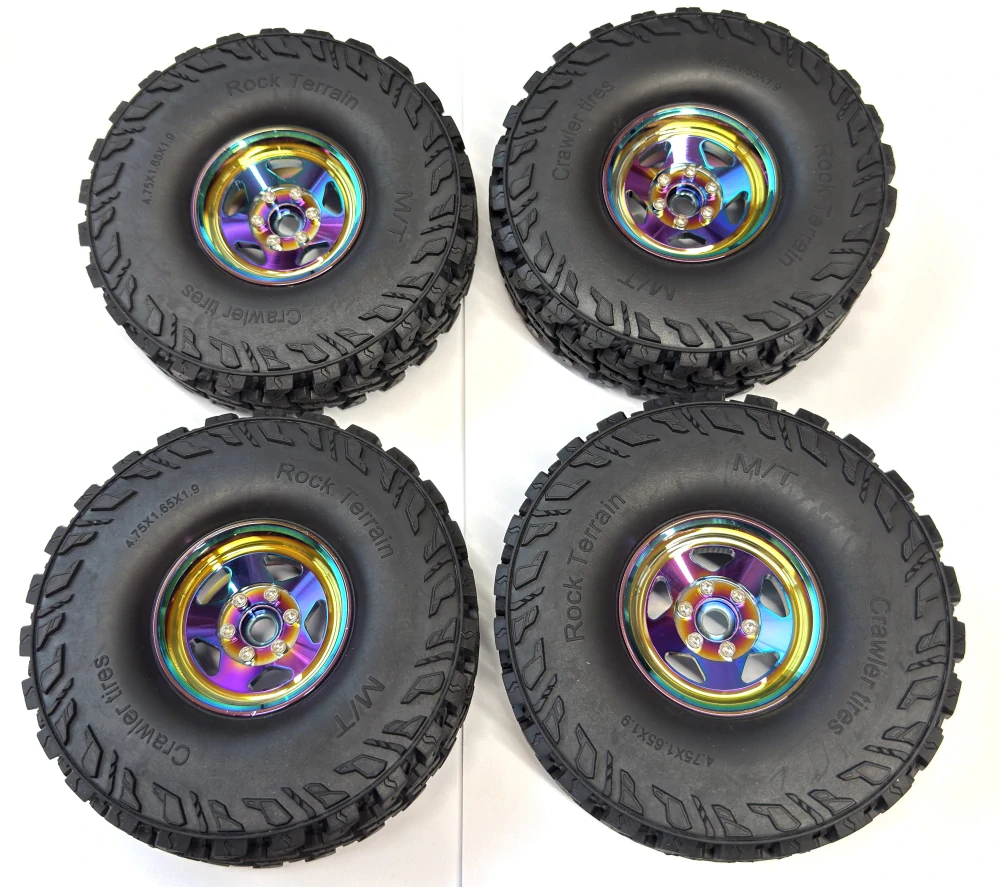kovové beadlock disky + 4x pneu RS M/T 1.9" 120x45mm