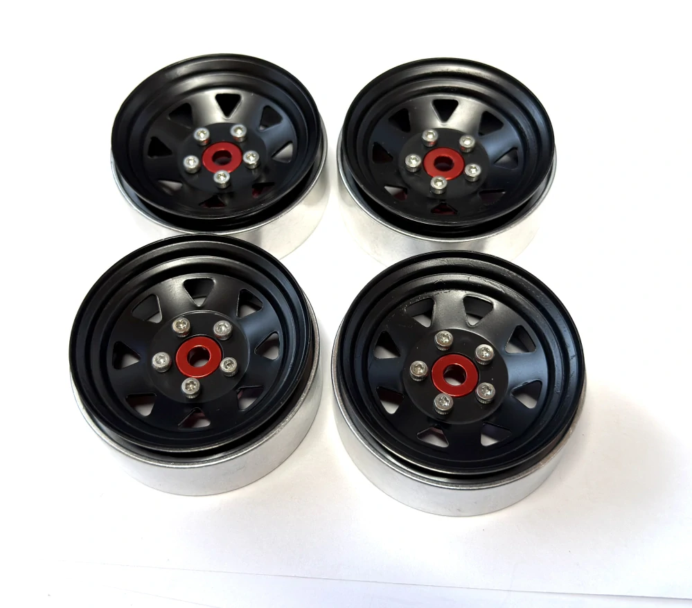 kovové beadlock disky 1.9 4ks černé (styl plecháč)