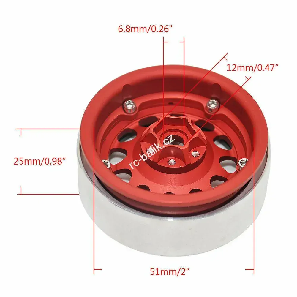 kovové beadlock disky 2.2" 4ks
