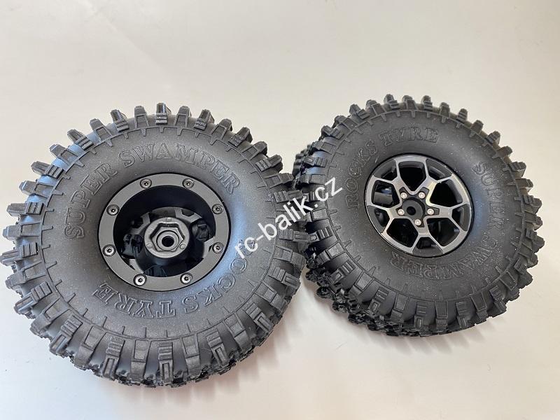 těžké kovové beadlock disky + 4x pneu SS 120mm (bez nápisů)