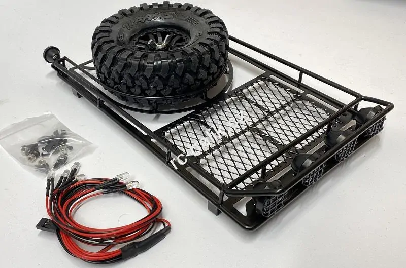 kovová zahrádka TRX-4 Bronco s držákem rezervy + paraboly s LED