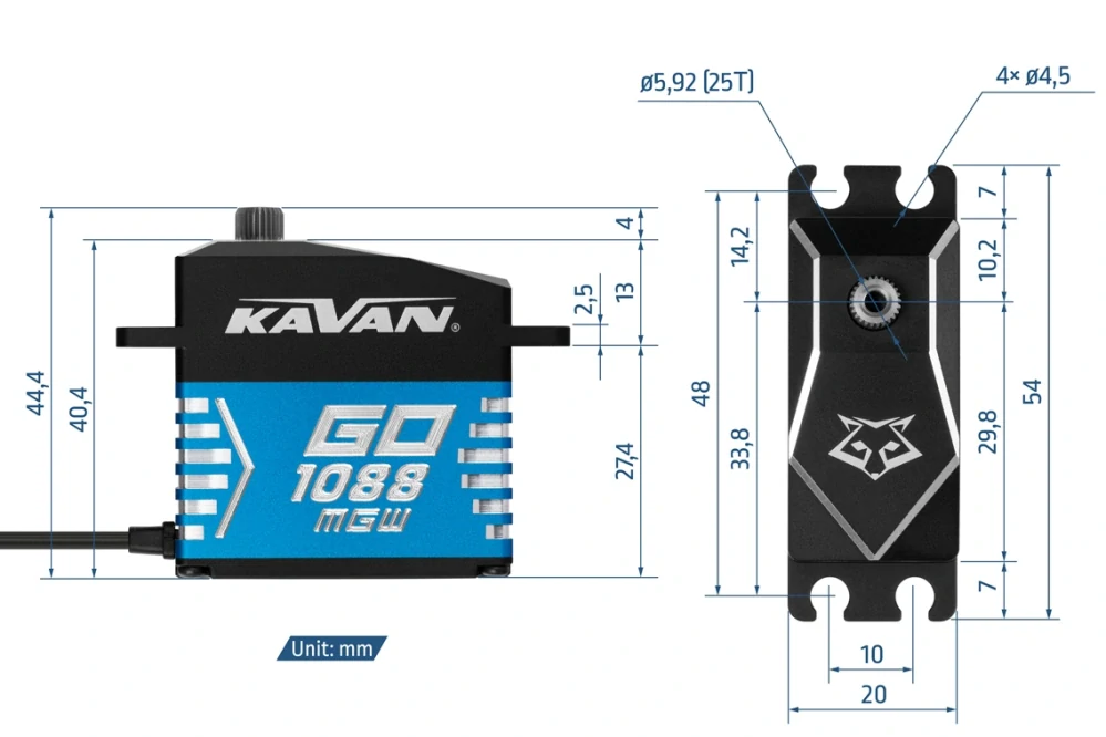 GO-1088MGW digitální servo (0.125s/60°, 74kg.cm)