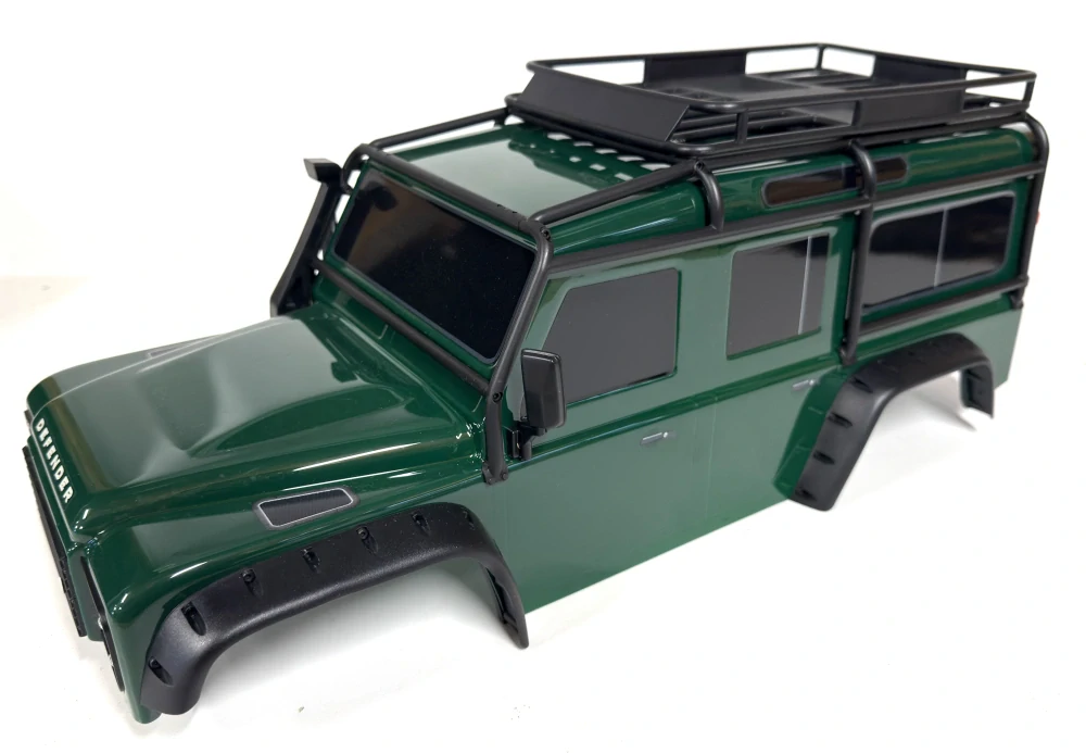 Traxxas bezsponková kompletní karosérie Land Rover Defender zelená: TRX-4