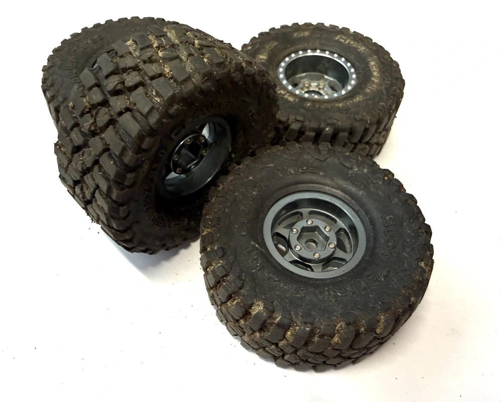 BAZAR - kovové beadlock disky 1.0" + pneu 57x25mm (110g)