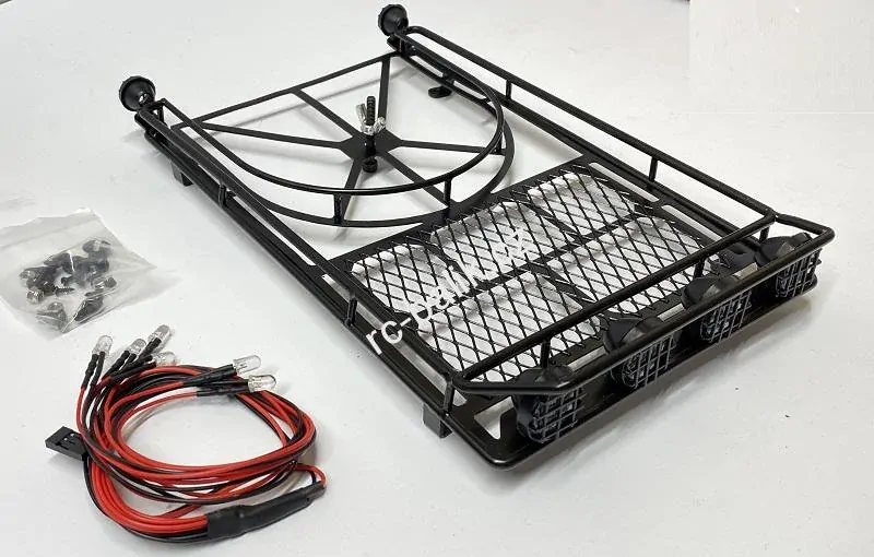 kovová zahrádka TRX-4 Bronco s držákem rezervy + paraboly s LED