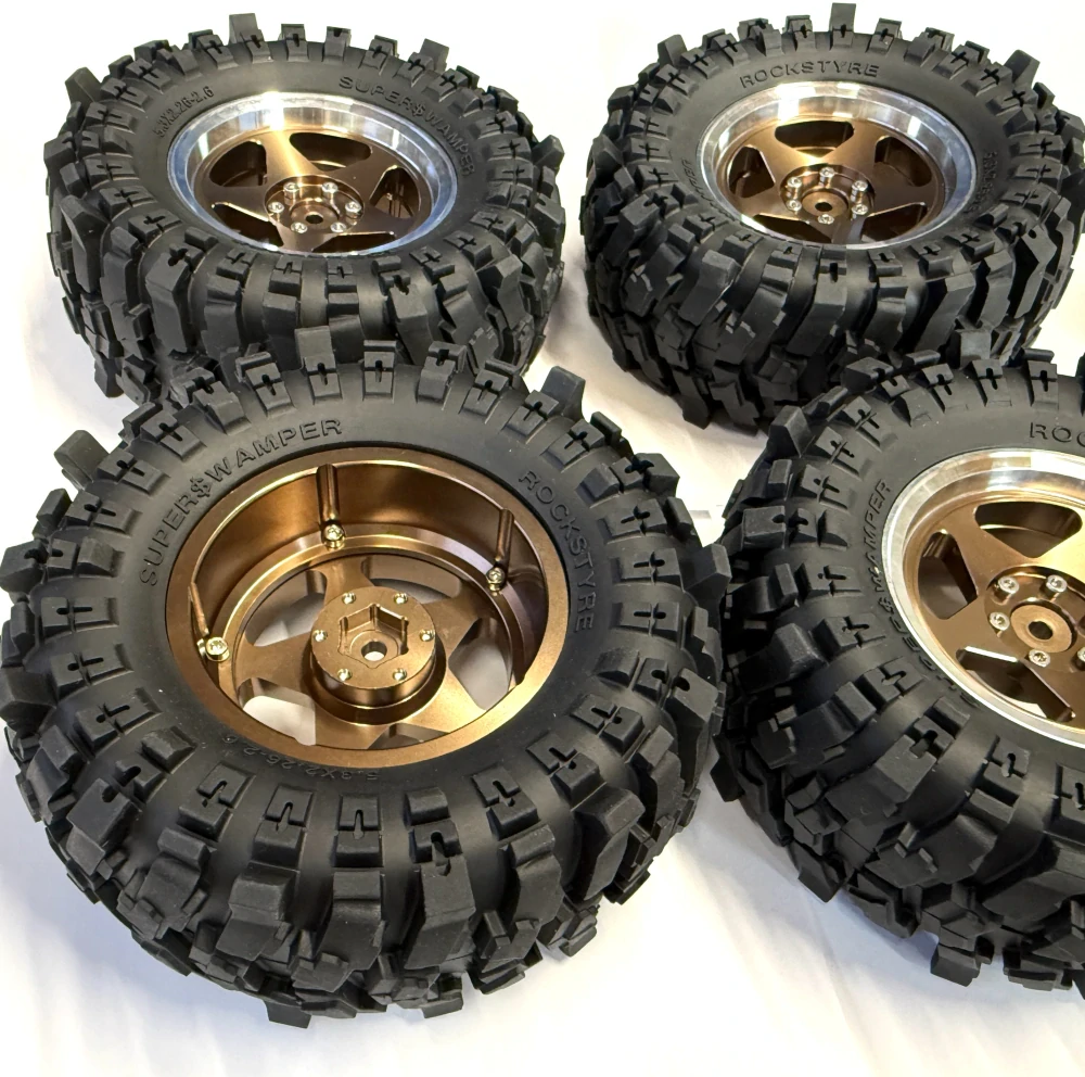 kovové beadlock disky 2.6" + 4x pneu 2.6" Super Swamper 130mm s unašeči 12/17mm