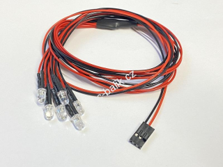 6x bílá 5mm LED dioda s kabeláží 60cm