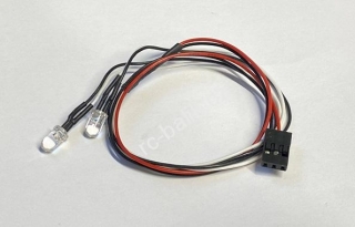 2x bílá 5mm LED dioda s kabeláží 40cm