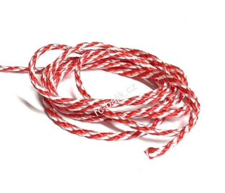 lano 3mm červeno/bílá (délka 1m)