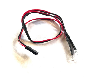 2x bílá 3mm LED dioda s kabeláží 25cm