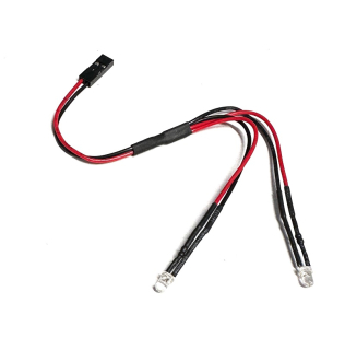 2x bílá 3mm LED dioda s kabeláží 15cm