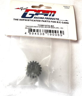 pastorek 18T 1.0M GPM Racing Steel Motor Gear (18t) - 1pc Black