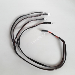 2x bílá + 2x červená 5mm LED dioda s kabeláží