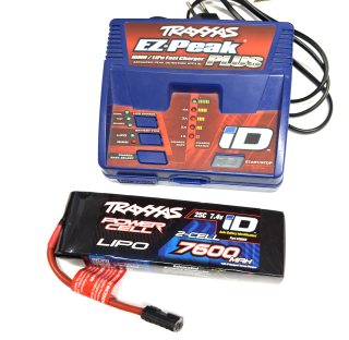 BAZAR nová lipo baterie Traxxas 7,4V 2S 7600mAh + nabíječ EZ-Peak Plus 