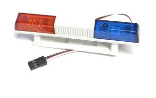 maják červený/modrý hranatý 108mm s LED