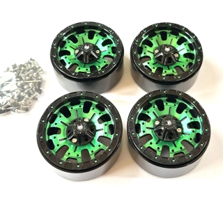 kovové beadlock disky 1.9 4ks zelené / černé