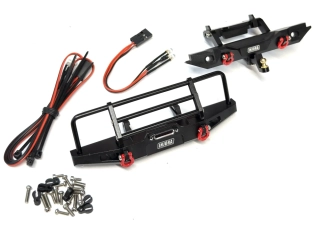 přední + zadní kovový nárazník TRX-4M Defender včetně tažného a LED 